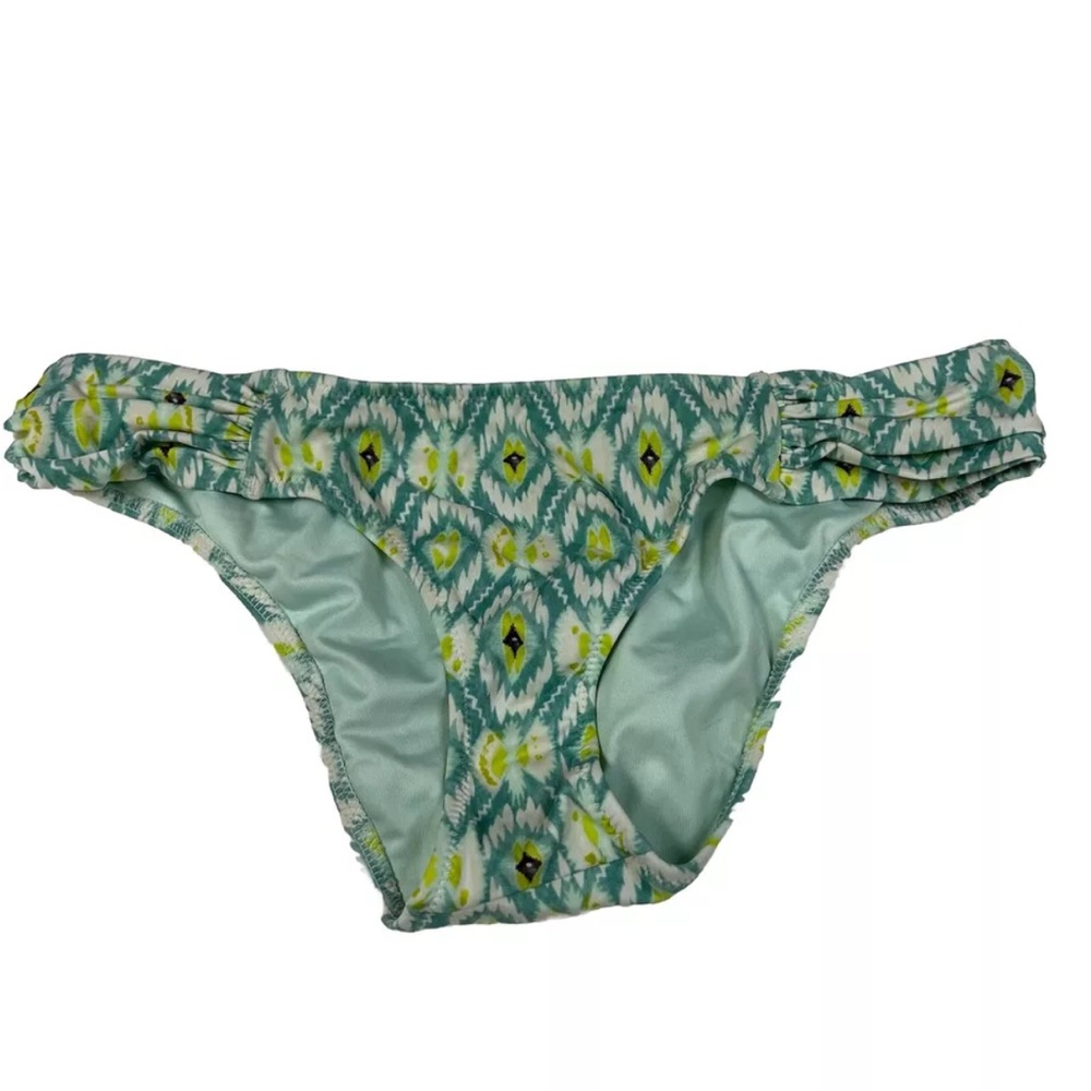 Victorias Secret Size XS Knockout Cheeky Bikini Bottoms Blue Yellow 77M #3186